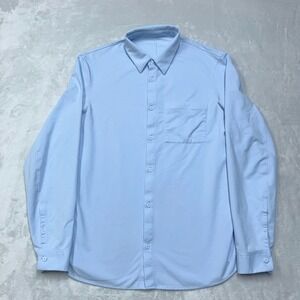 Lululemon Button Down Shirt Mens M Blue Commission Long Sleeve Pique Pocket